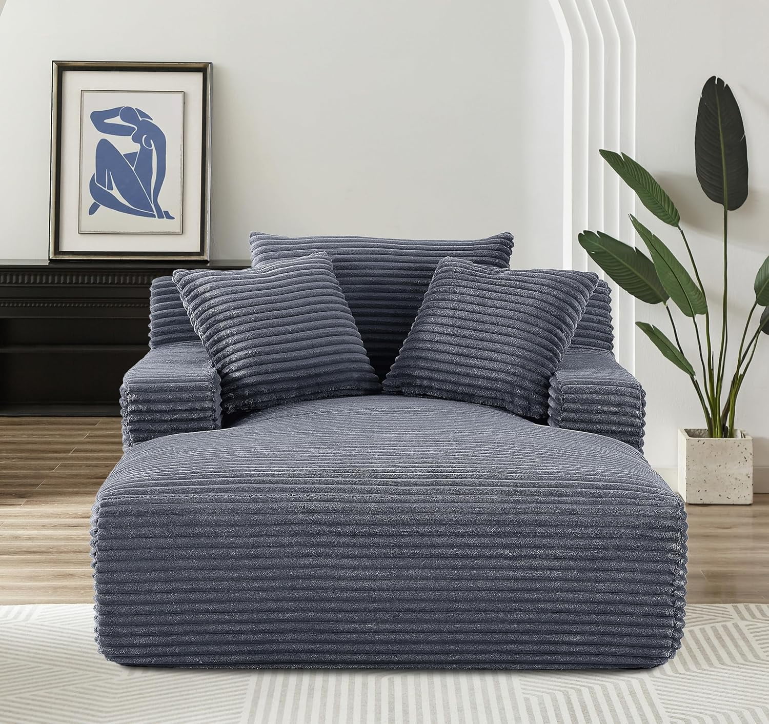 US Pride Furniture Oversized Cozy Corduroy, Foam Comfy Couch with 3 Throw Pillows, No Assembly Sleeper Sofabed for Living Room or Bedroom, Grey