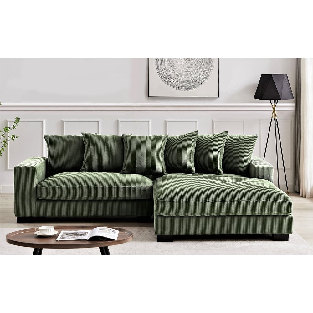 US Pride Furniture Payan 102.4" Wide Corduroy L-Shape Sectional Sofa, Dark Green