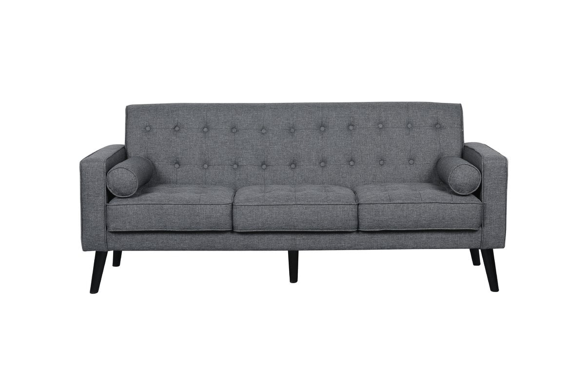 US Pride Furniture Penelope Tufted Mid-Century Sofa with Wooden Legs, Dark Gray