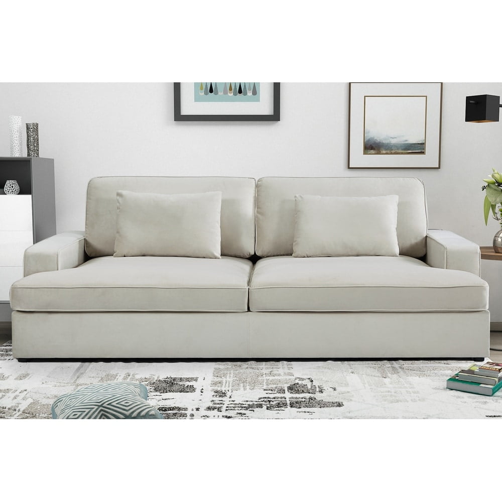 US Pride Furniture Polyester 94.49"W Over Size Cushion Backs Sofa, Ivory