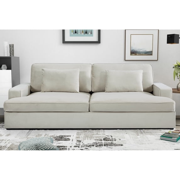 US Pride Furniture Polyester 94.49"W Over Size Cushion Backs Sofa, Ivory