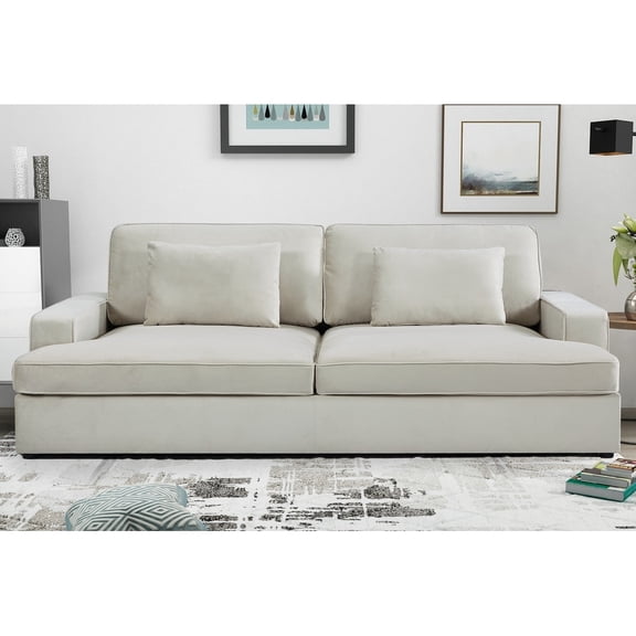 US Pride Furniture Polyester 94.49"W Over Size Cushion Backs Sofa, Ivory