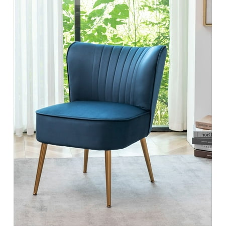 US Pride Furniture Sauter 23.2" Wide Mid-Century Modern Microfiber Accent Chair, Navy Blue