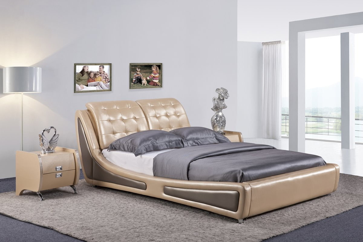 US Pride Furniture Victoria faux-leather Platform Bed, Gold, California King, B8047-CK