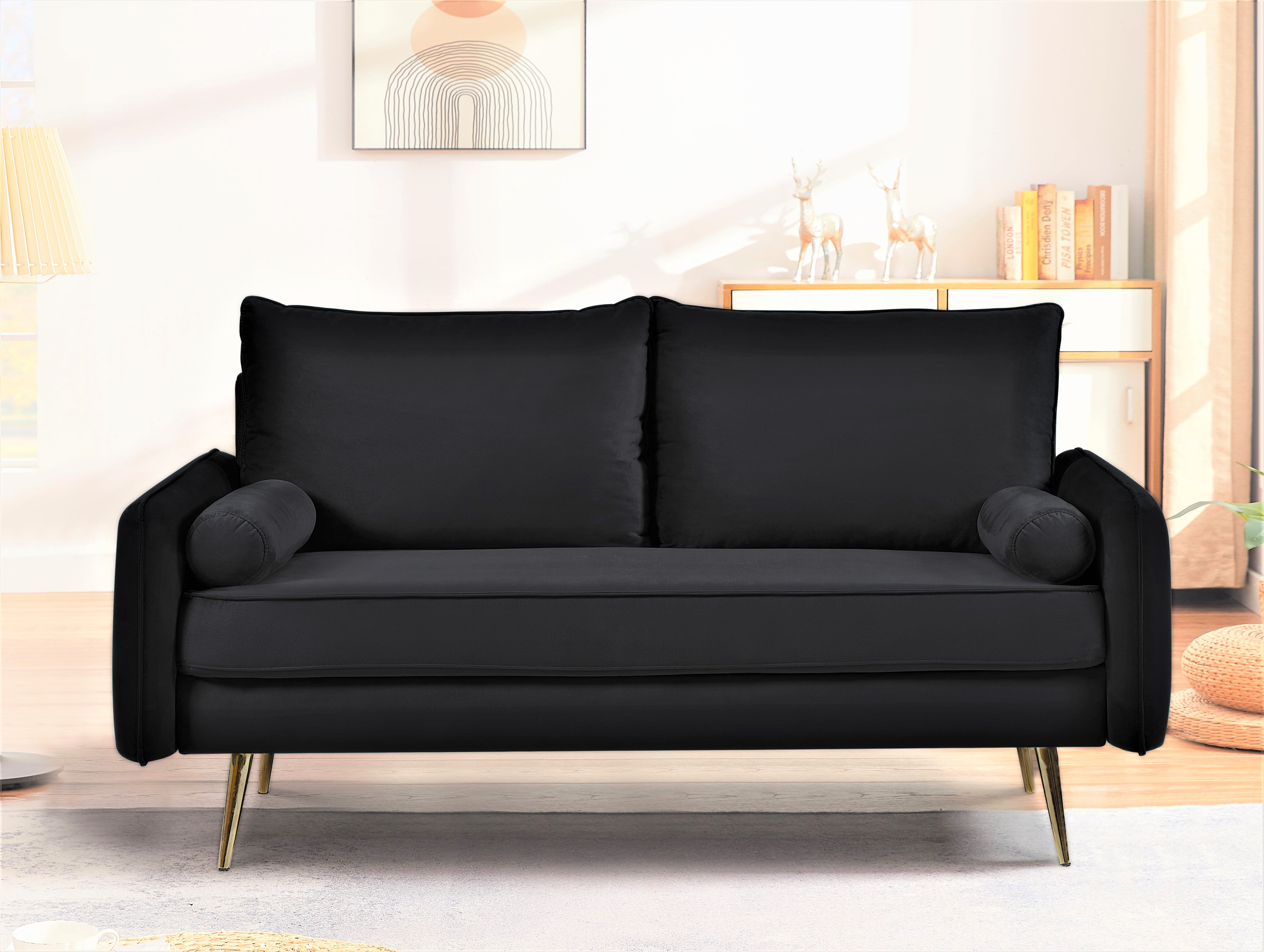 US Pride Furniture Villeda 58''W Polyester Square Arms Loveseat Black