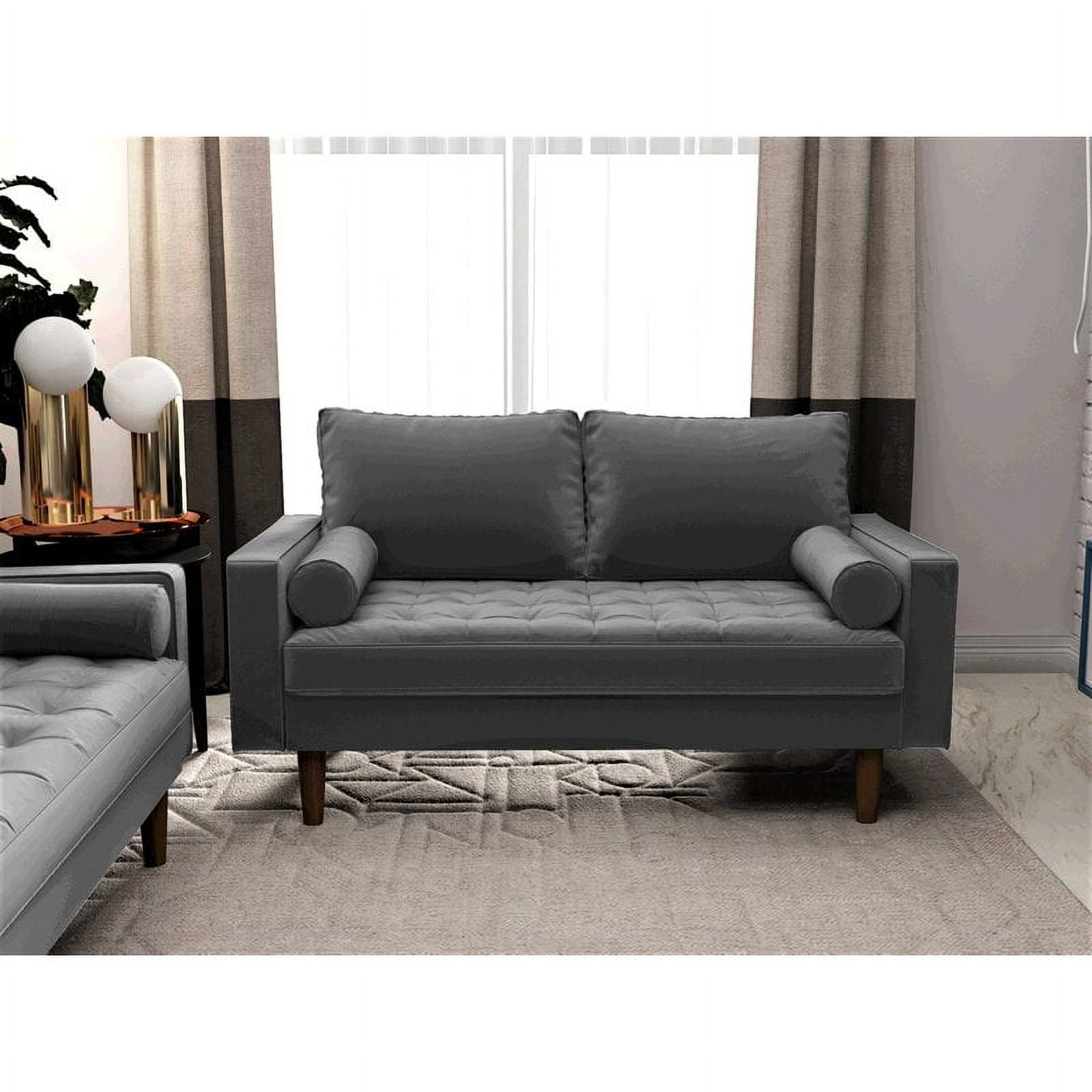 US Pride Furniture Womble 58'' Velvet Square Arm Loveseat, Gray