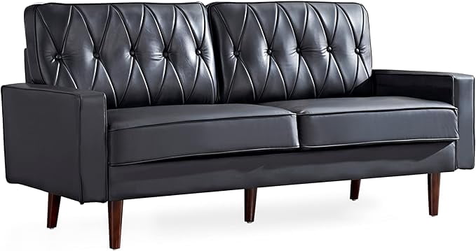 US Pride Modern Style Faux Leather Loveseat with Elegant Round Tapered Legs
