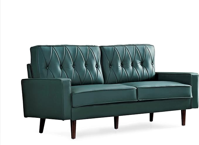 US Pride Modern Style Faux Leather Loveseat with Elegant Round Tapered Legs