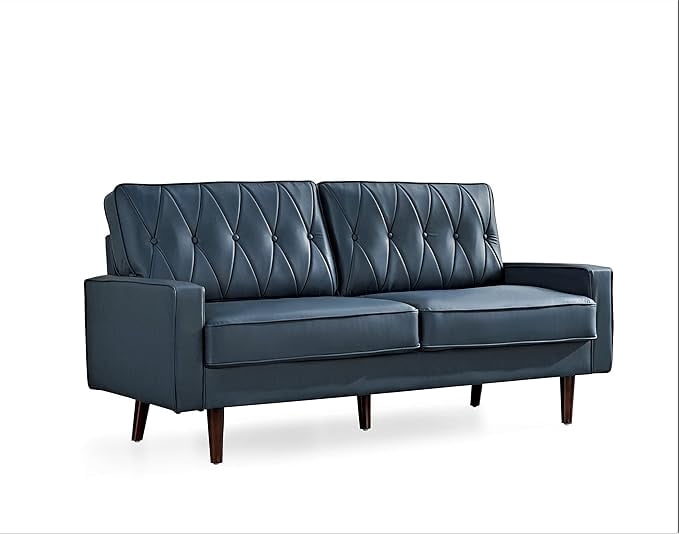 US Pride Modern Style Faux Leather Loveseat with Elegant Round Tapered Legs