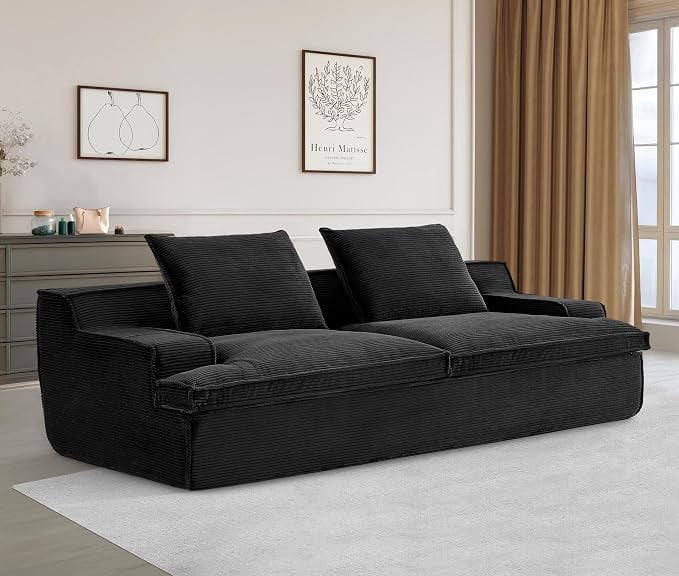 US Pride Oversized Full Foam 4 Seater Couch for Living Room Upholstered in Soft Corduroy Fabric