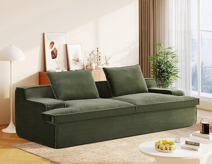 US Pride Oversized Full Foam 4 Seater Couch for Living Room Upholstered in Soft Corduroy Fabric