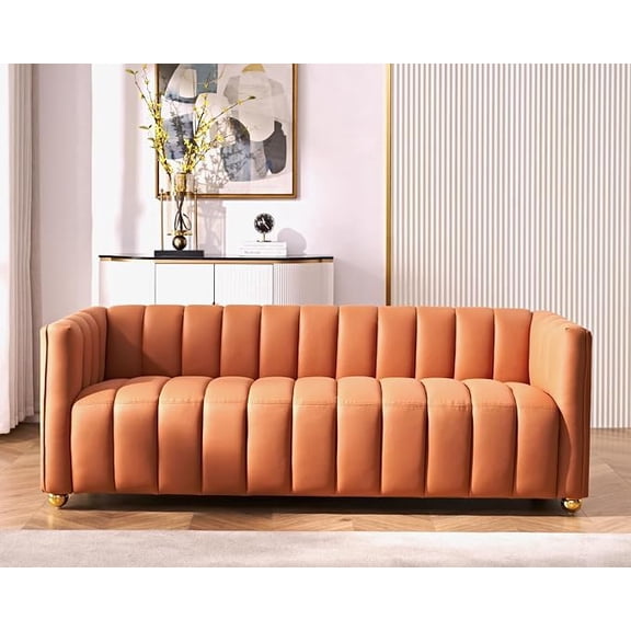 US Pride Upholstered Solid Wood Frame 82.7" Art Deco Sofa