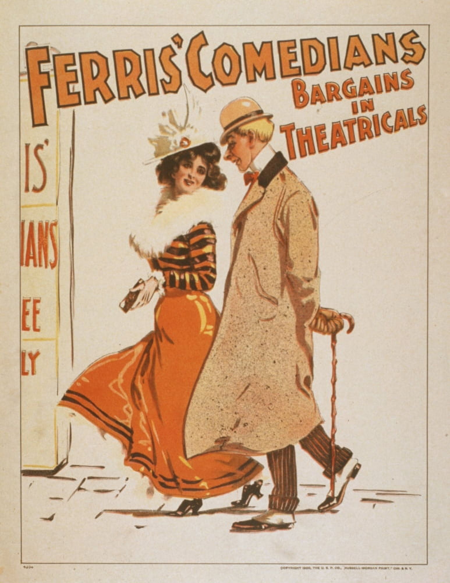 US Printing Co Ferris Comedians Bargains in Theatricals c1900 Canvas Art - US Printing Co (18 x 24)