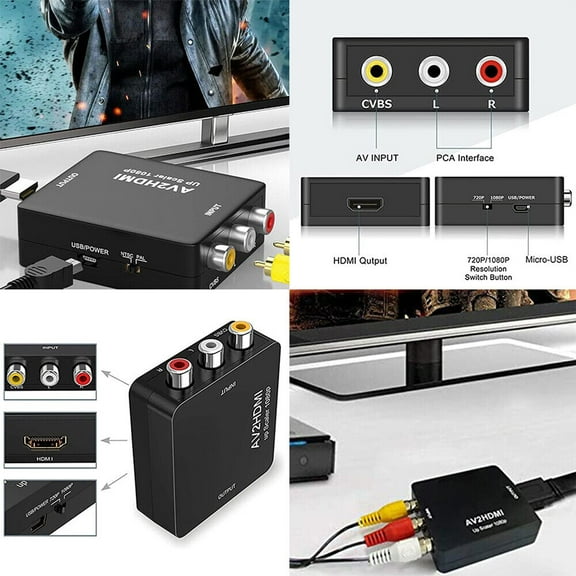 US RCA AV to HDMI HD Converter Composite CVBS Audio Video Adapter Wii NES SNES