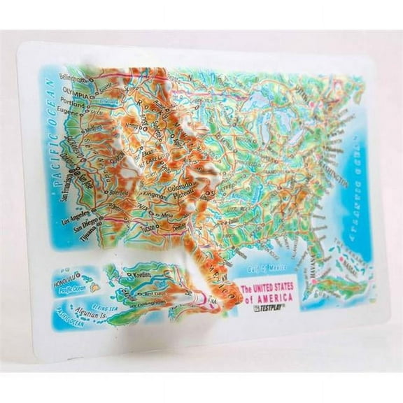 US Raised Relief Map, Rubberized Foam Backing - Souvenir Size