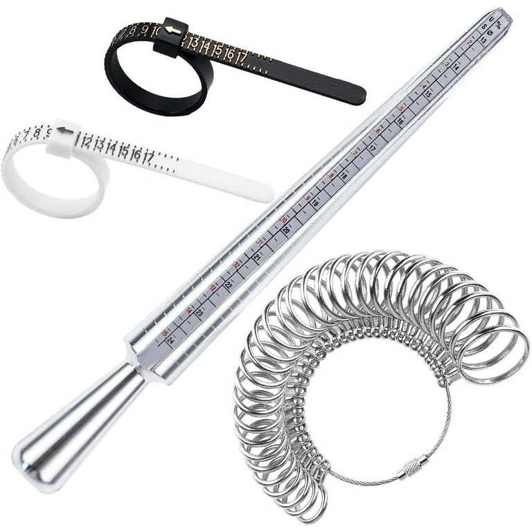 US Ring Sizing Kit Gauge Set with Measuring Tool Sizes 0 15 Steel Ring Mandrel.Finger Sizer1 13 with Half Size Measuring Wedding Rings