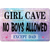 US Room Decor for Teen Girls Aesthetic Metal Tin Sign Girl Cave No Boys Allowed 12x8 inches (Girl Cave 3)