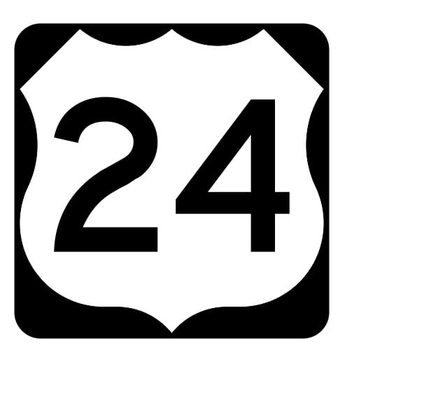 US Route 24 Metal Sign Highway Sign Road Sign Size: 12 inch x 12 inch ...