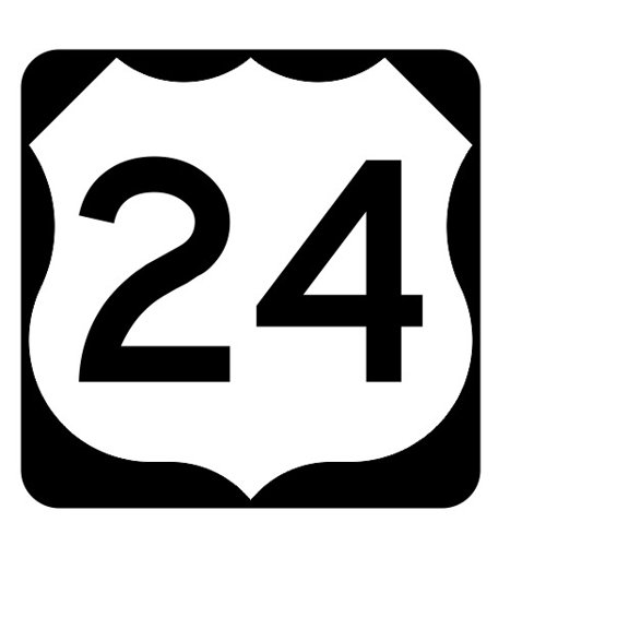 US Route 24 Metal Sign Highway Sign Road Sign Size: 12 inch x 12 inch