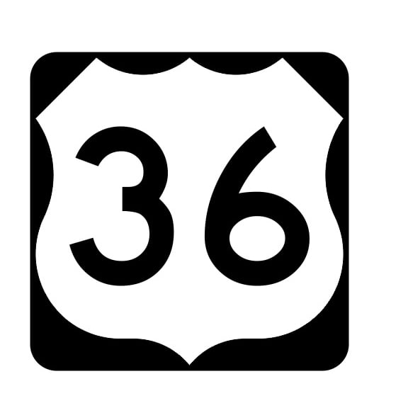 US Route 36 Metal Sign Highway Sign Road Sign Size: 12 inch x 12 inch