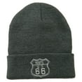 thumbnail image 1 of US Route 66 Embroidered Long Beanie - Grey OSFM, 1 of 5