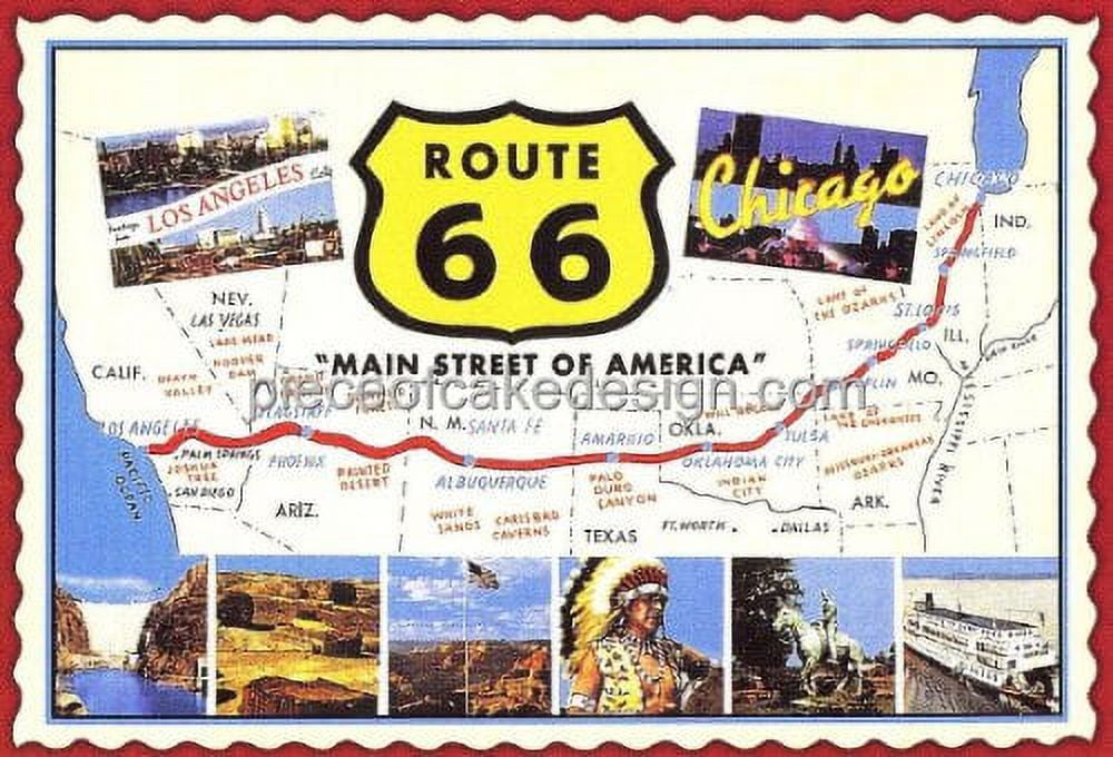 JPS Strada Decorazioni Commestibili Per Torte - Route 66 Standups, 12 Topper In Carta Wafer Premium 50-60 Mm - 3
