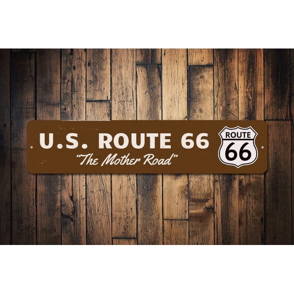 US Route 66 Sign Historic The Mother Road Name & Number Gift Custom Metal Man Cave Decor - Decoration Signs - Size: 16 x 4 Inches