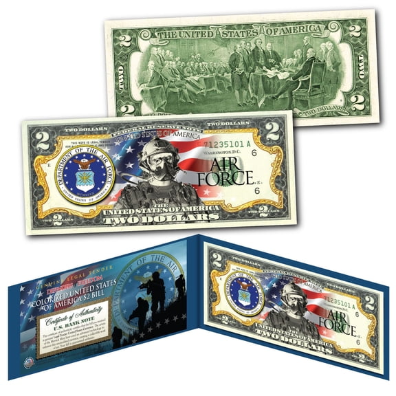 US SPECIAL FORCES Defenders of Freedom AIR FORCE Military Branch Genuine $2 Bill