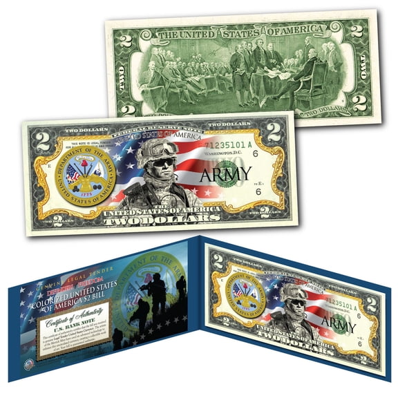 US SPECIAL FORCES Defenders of Freedom ARMY Military Branch Genuine $2 Bill