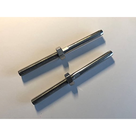 US STAINLESS 2 Pieces Stainless Steel 316 Swage Stud M10 Threaded Terminal Marine Grade Swage for 3/16" Wire Rope Cable