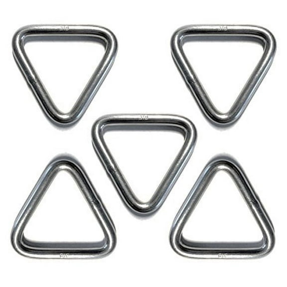 US STAINLESS 5 Pieces Stainless Steel 316 Triangle Ring Welded 1/4" x 1 5/8" (6mm x 40mm) Marine Grade Loop