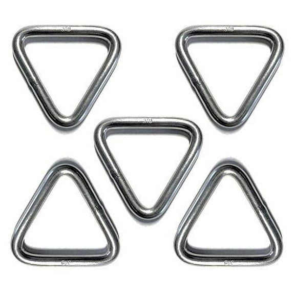 US STAINLESS 5 Pieces Stainless Steel 316 Triangle Ring Welded 3/16" x 1 5/8" (5mm x 40mm) Marine Grade Loop