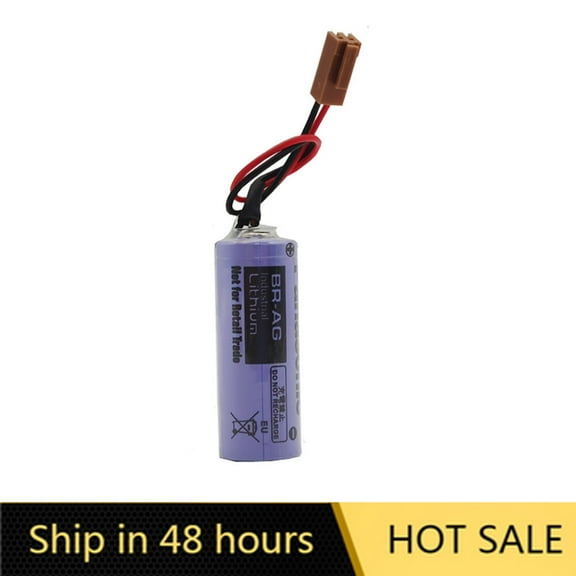 US STOCK 1PCS 3V 1800mAh BR-AG Non-Rechargeable BR-A PLC Lithium Battery with Brown Plug Brand New