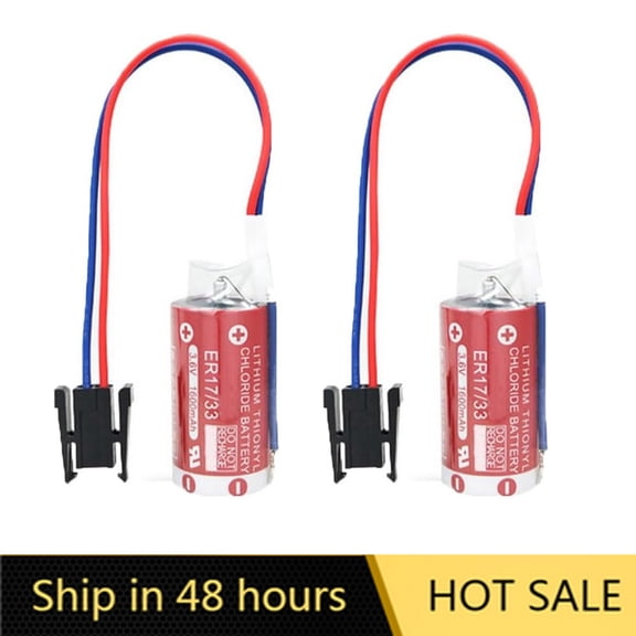 US STOCK 2PCS 1600mAh ER17/33 3.6V Battery 2/3A with Black Plug PLC Industrial Control