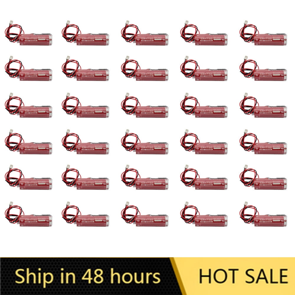 US STOCK 30PCS ER17/50 3.6V 2750mAh AA Battery for ER17/50 Lithium PLC Battery with Plug