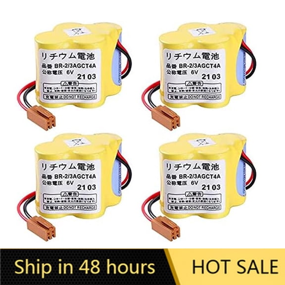 US STOCK 4PCS BR-2/3AGCT4A 4400mAh PLC Lithium Battery for Fanuc CNC System with Brown Plug