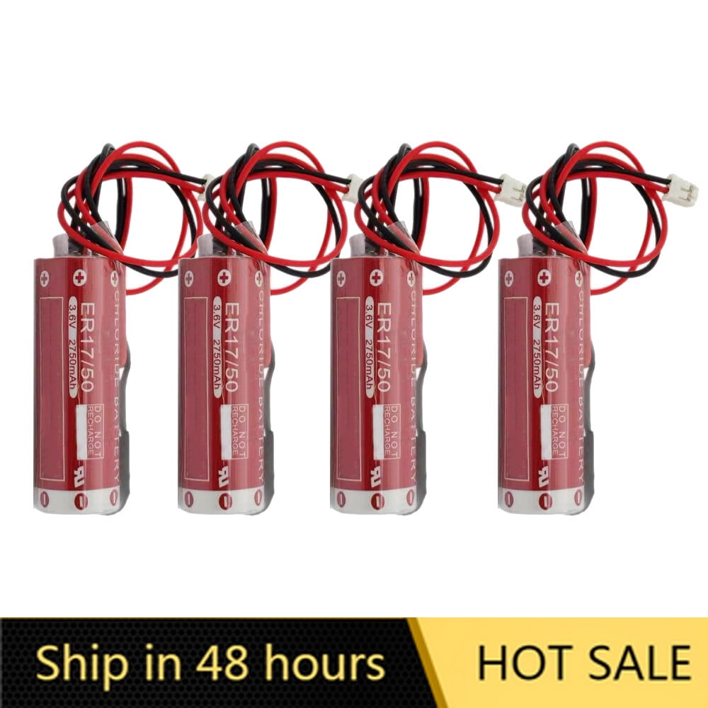 US STOCK 4PCS ER17/50 3.6V 2750mAh AA Battery for ER17/50 Lithium PLC Battery with Plug