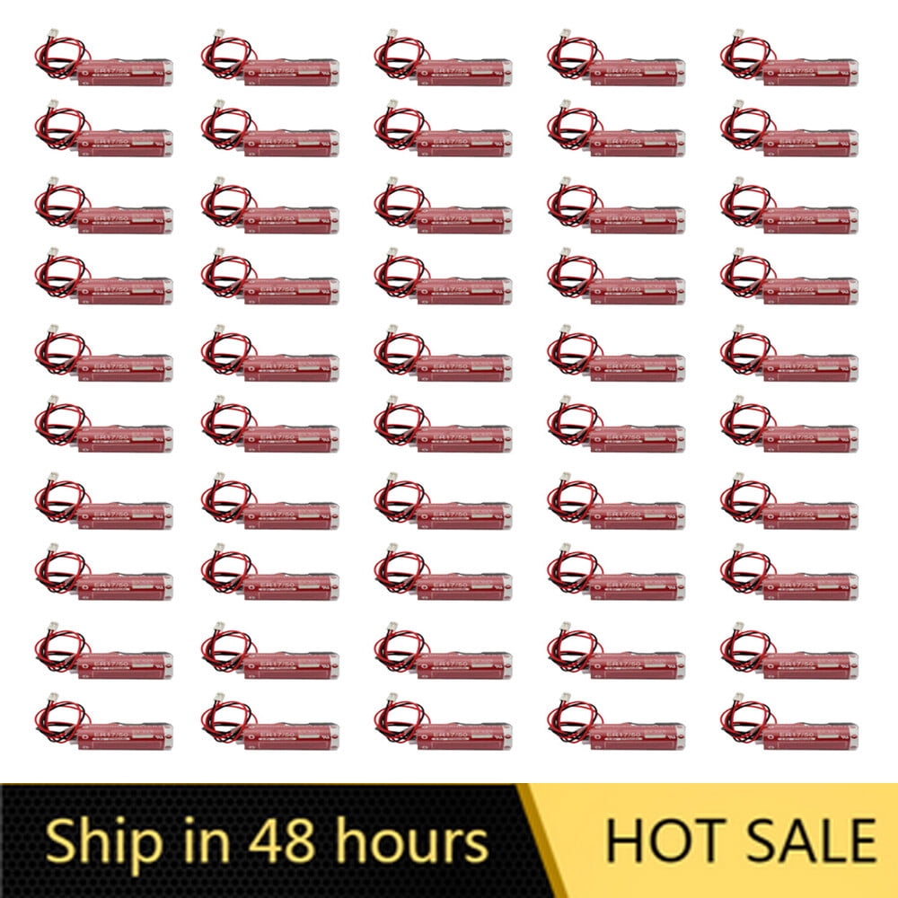 US STOCK 50PCS ER17/50 3.6V 2750mAh AA Battery for ER17/50 Lithium PLC Battery with Plug