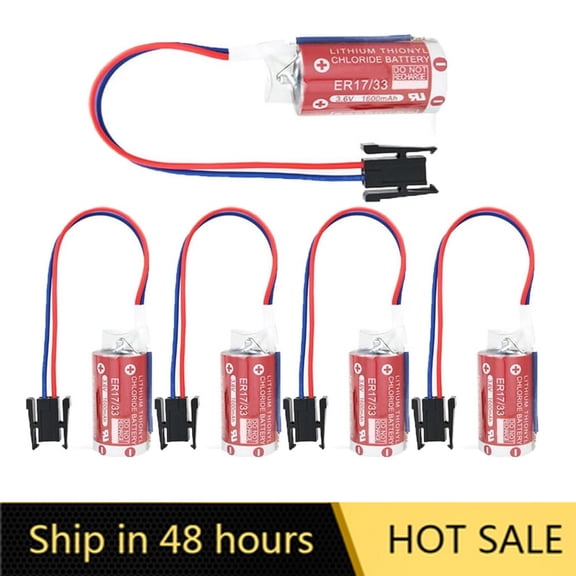 US STOCK 5PCS 1600mAh ER17/33 3.6V Battery 2/3A with Black Plug PLC Industrial Control