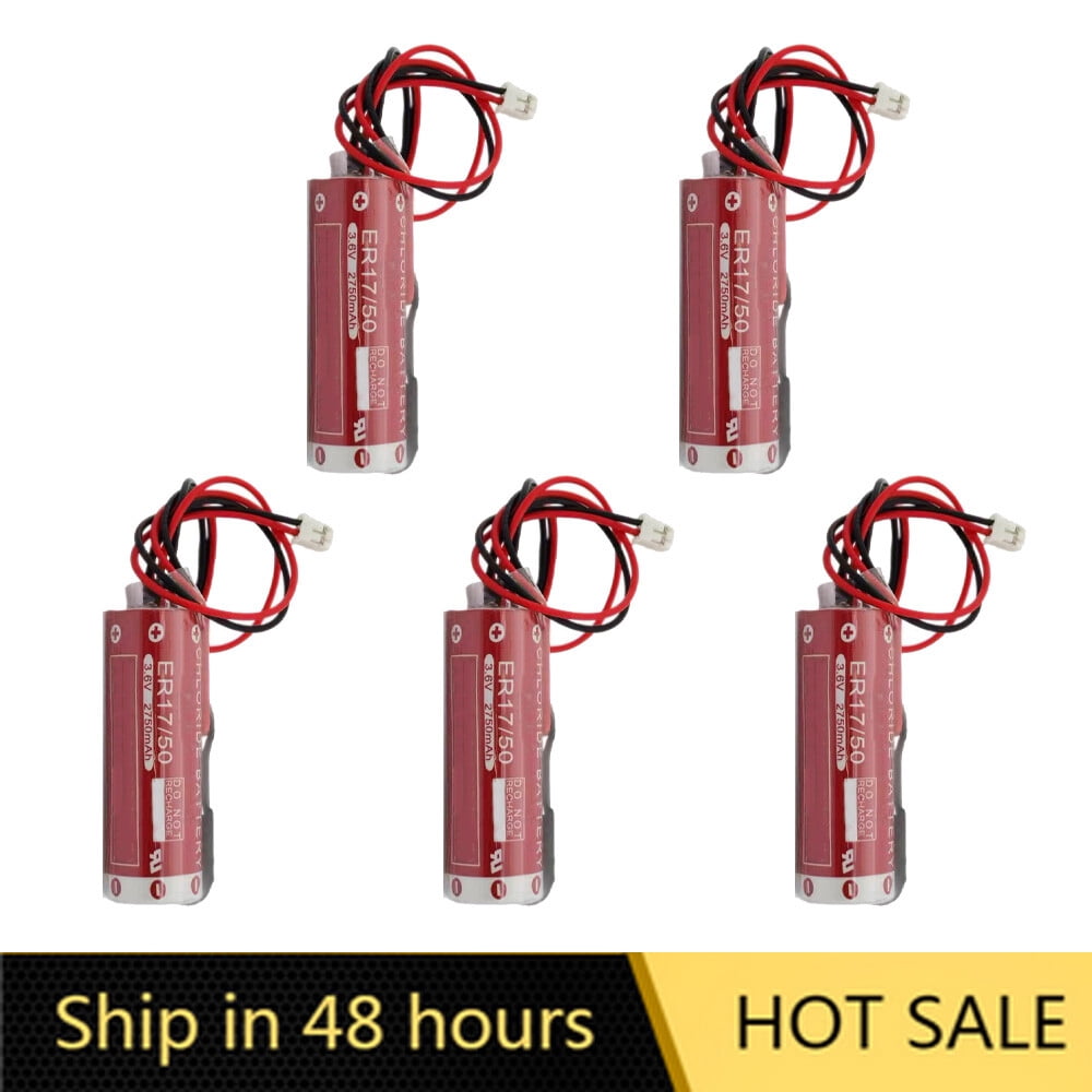 US STOCK 5PCS ER17/50 3.6V 2750mAh AA Battery for ER17/50 Lithium PLC Battery with Plug