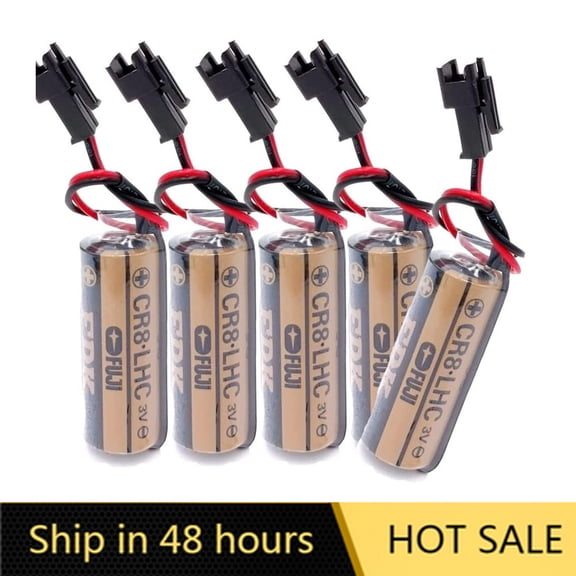 US STOCK  5PCS for FDK CR8.LHC 3V 2600mAh CR8-LHC Non-Rechargeable Battery with Black Plug