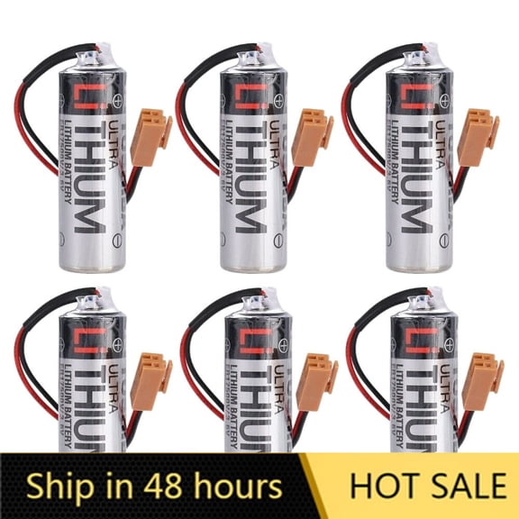 US STOCK 6PCS ER17500V 3.6V 2700mAh PLC Battery Non-rechargeable Battery with Brown Plug Brand New