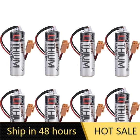 US STOCK 8PCS ER17500V 3.6V 2700mAh PLC Battery Non-rechargeable Battery with Brown Plug Brand New