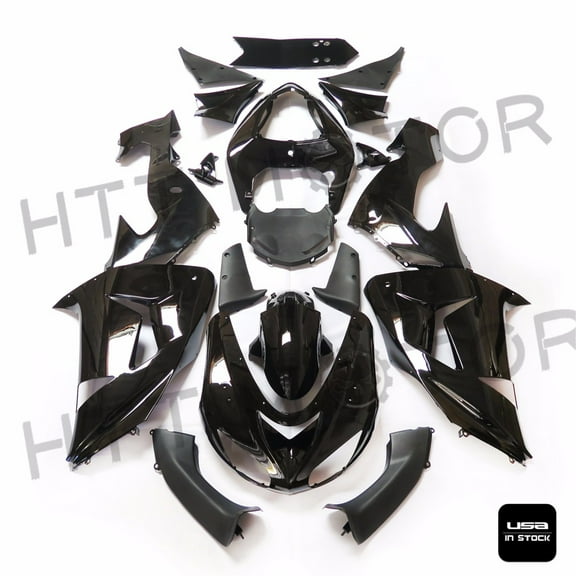 US STOCK INJECTION FAIRING KIT FOR KAWASAKI 2006-2007 ZX-10R ZX 10R GLOSSY BLACK