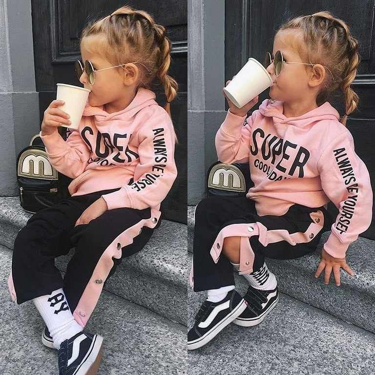 US Seller Toddler Kids Baby Girls Hooded Tops Pants Tracksuit Sportswear  Clothes
