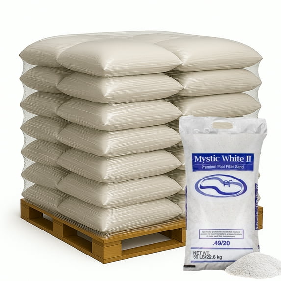 US Silica Mystic White II Premium Swimming Pool Filter Sand, White, 50 lb Bag, 48 Pack