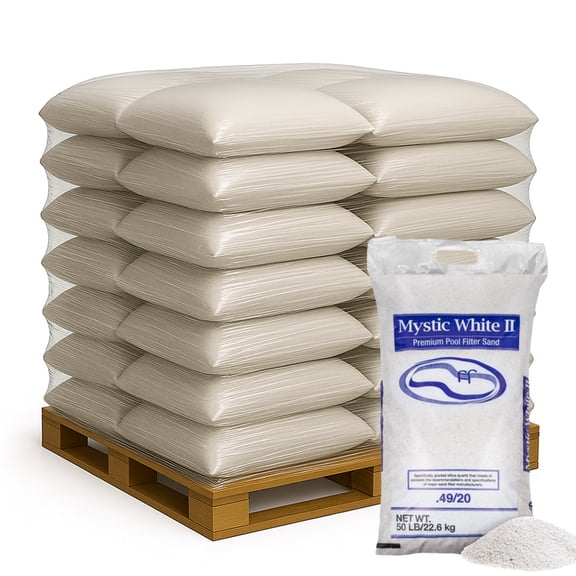 US Silica Mystic White II Premium Swimming Pool Filter Sand, White, 50 lb Bag, 48 Pack