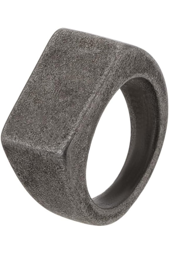 US Size 7 Stainless Steel Signet Ring 12mm Style Rectangle Finger Rings Thumb Ring Classical Simple Plain Statement Ring for Men Crafting and Accessories Gifts Brown