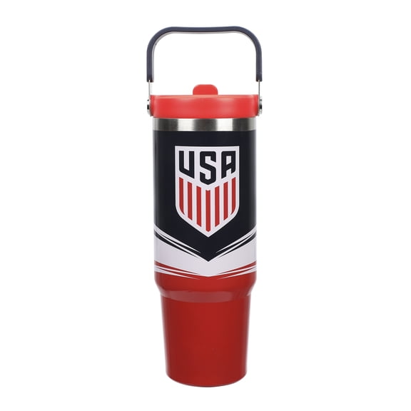US Soccer Logo Tribal Crest 30 Oz Black Stainless Steel Water Bottle
