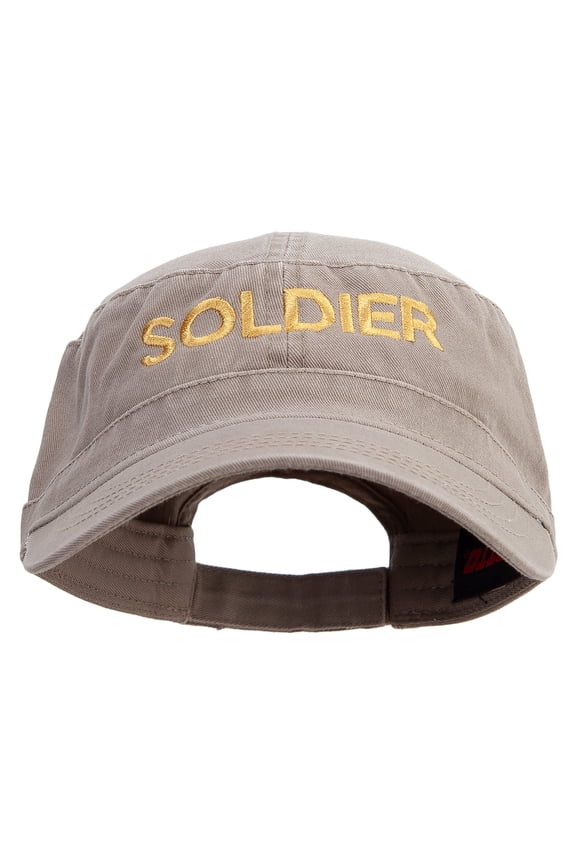 US Soldier Embroidered Garment Washed Adjustable Army Cap - Khaki OSFM